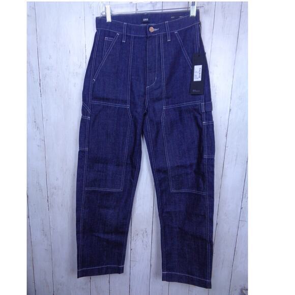 Edwin Jeans‎ Bailee Worker Pant Dark Rinse Blue Carpenter Utility Womens Size 24 - Picture 1 of 5